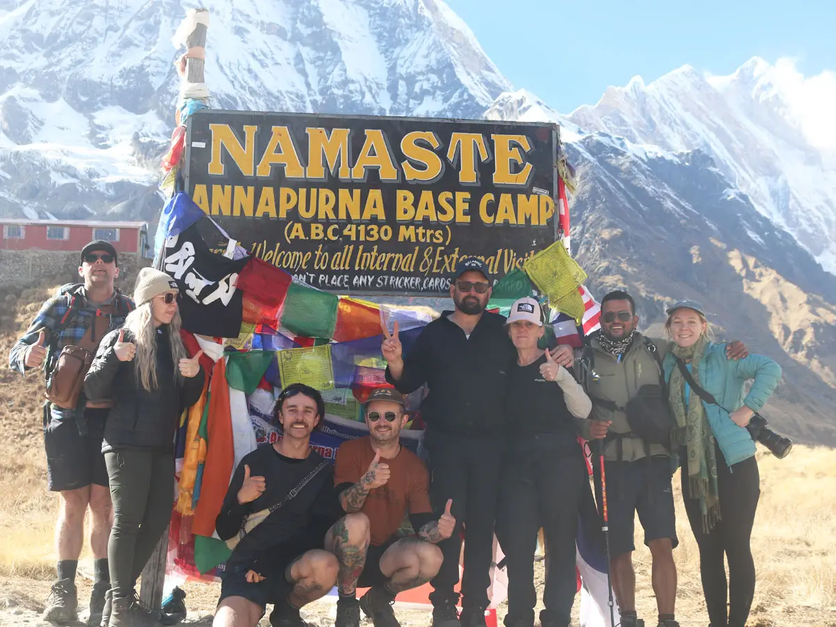 our trekkers with guide Bhim reached ABC